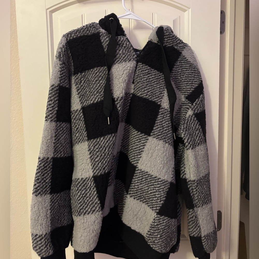 Black and Gray Checkered Hoodie
